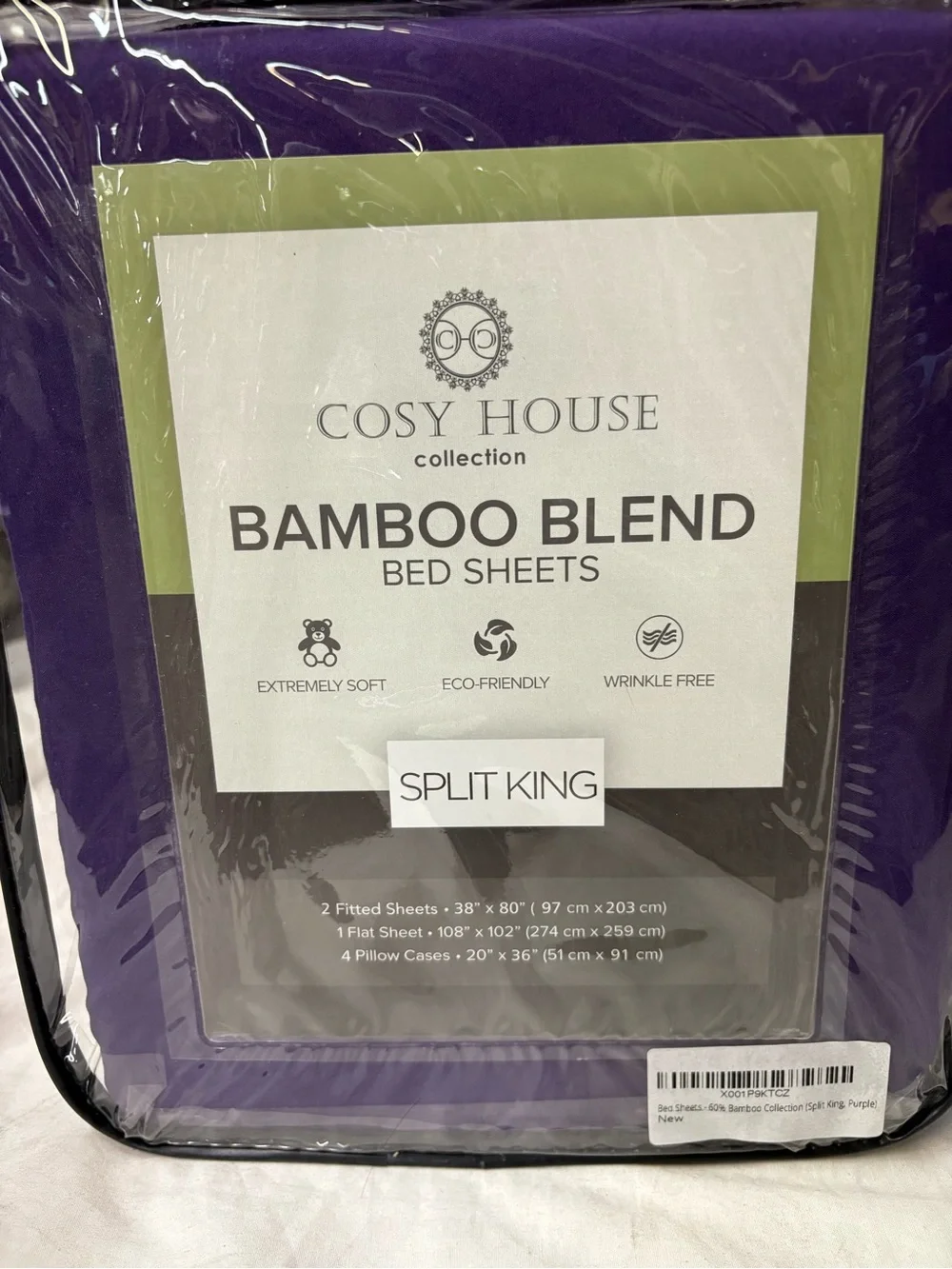 Split king Bamboo Blend Bed Sheets - Purple